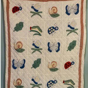 VTG Cute Butterfly Dragonfly, Ladybug, Snail Design Quilt RARE!